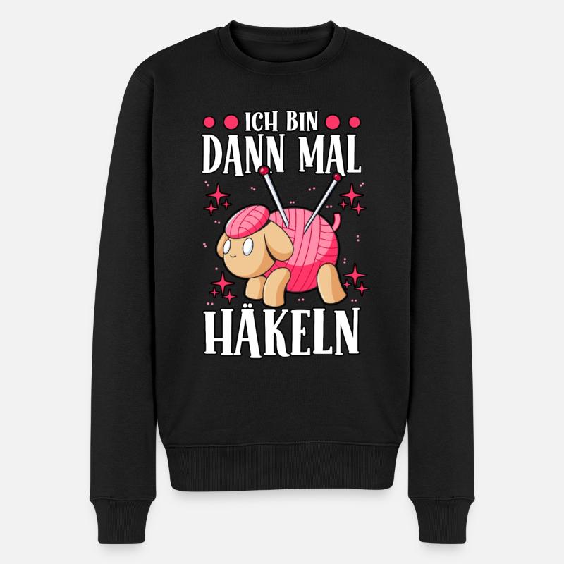 Häkeln - Männer Premium Bio Pullover - Schwarz