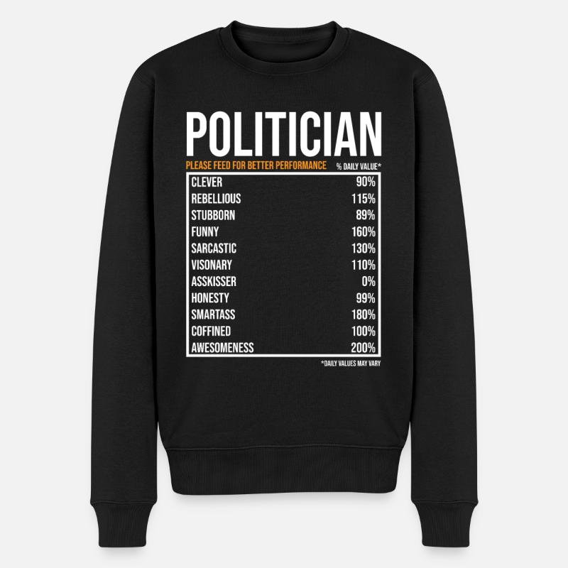 Politiker tageswerte Lustiger Politiker - Männer Premium Bio Pullover - Schwarz