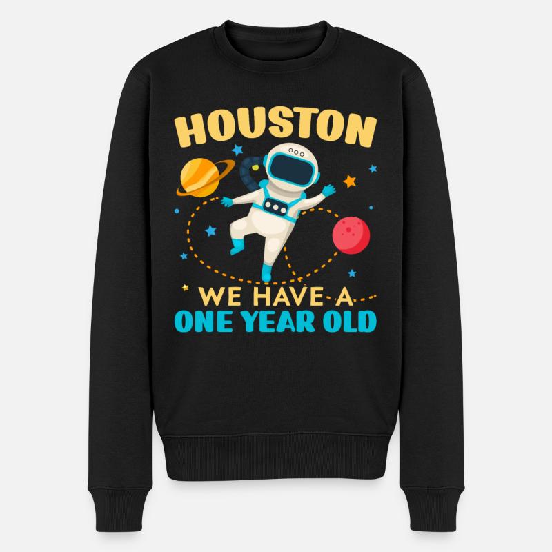 Houston Wir haben ein 1 Jahr altes 1st Birthday Bd - Männer Premium Bio Pullover - Schwarz