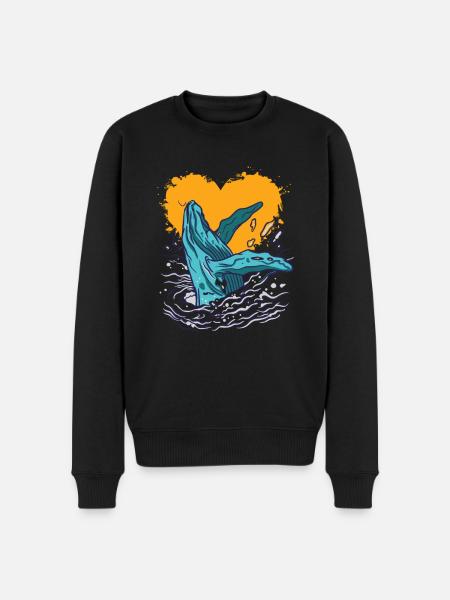 Wal-liebe-ozean-tier - Männer Premium Bio Pullover - Schwarz