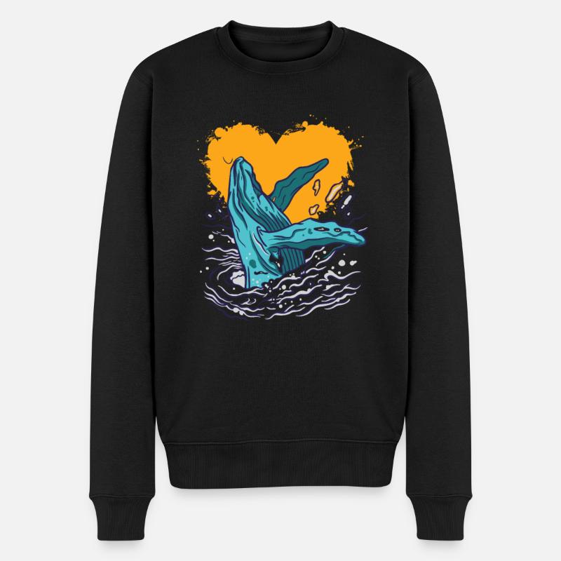 Wal-liebe-ozean-tier - Männer Premium Bio Pullover - Schwarz