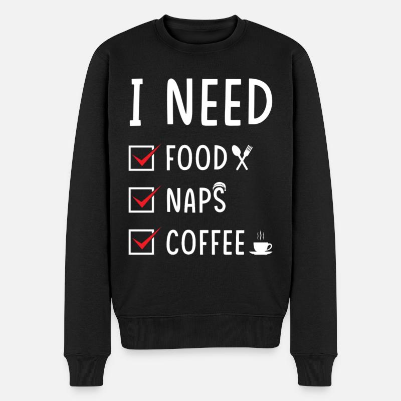 Essen Schlafen Kaffee - Männer Premium Bio Pullover - Schwarz