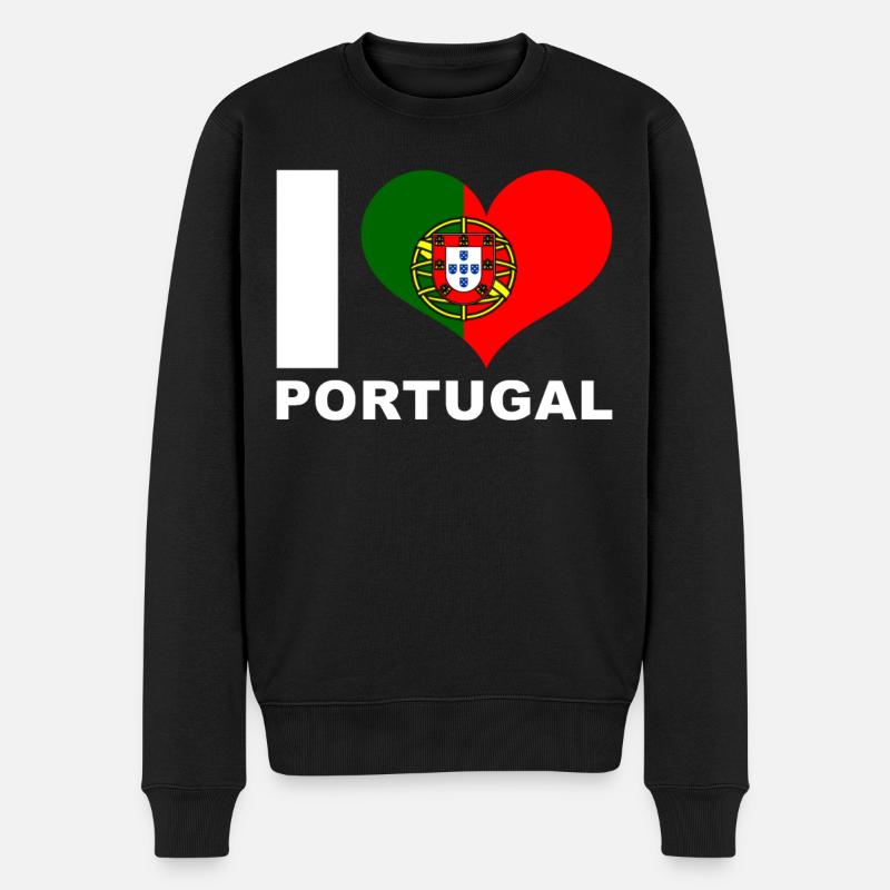 J’aime le drapeau du cœur du Portugal - Pull Premium bio Homme - noir