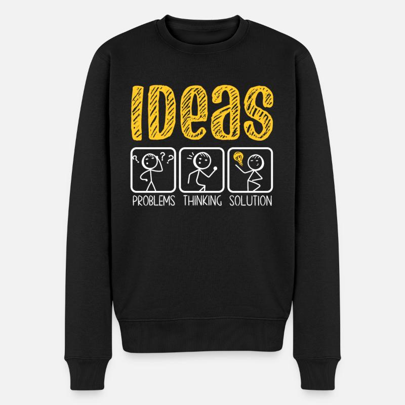 Problemdenken Strichmännchen Lösungsdenker - Männer Premium Bio Pullover - Schwarz