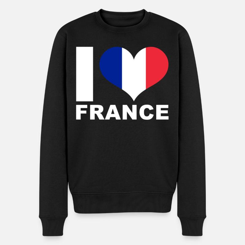 Ich liebe Frankreich Herz Flagge Frankreich - Männer Premium Bio Pullover - Schwarz