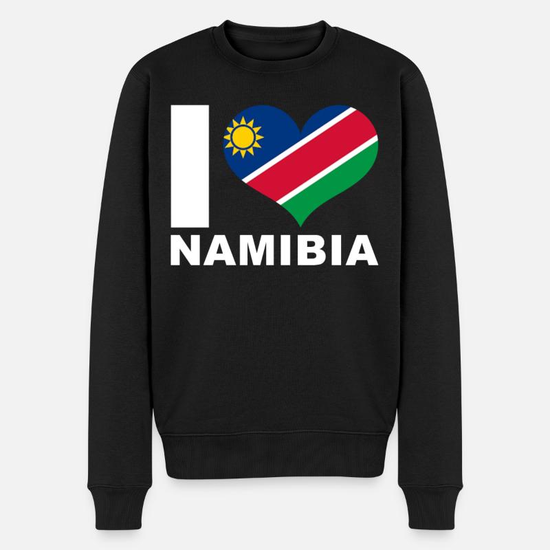 Ich liebe Namibia Herz Flagge Namibia - Männer Premium Bio Pullover - Schwarz