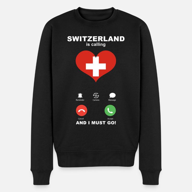 Schweiz is calling Schweiz Herz Souvenir - Männer Premium Bio Pullover - Schwarz