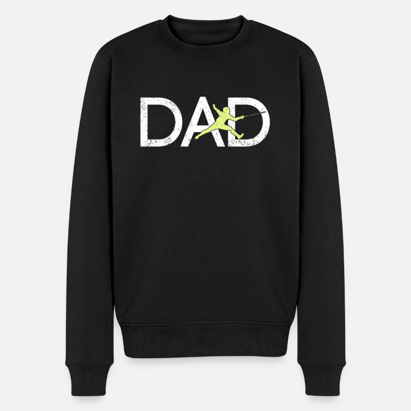 Fechten Papa - Männer Premium Bio Pullover - Schwarz