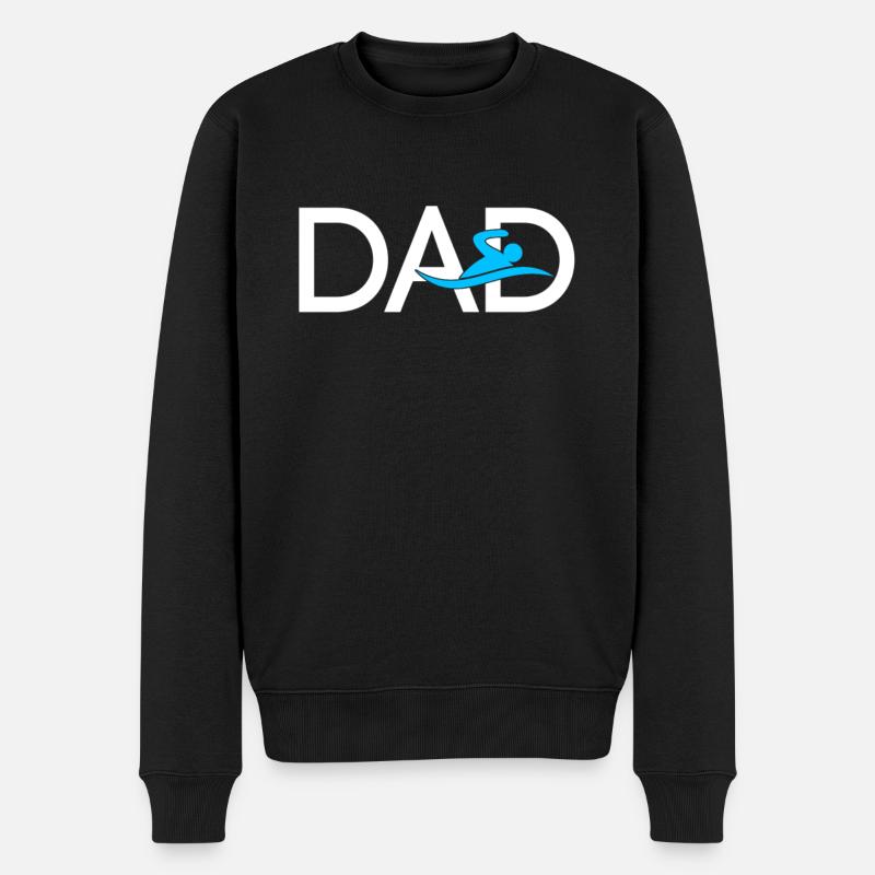 Schwimmen Papa - Männer Premium Bio Pullover - Schwarz