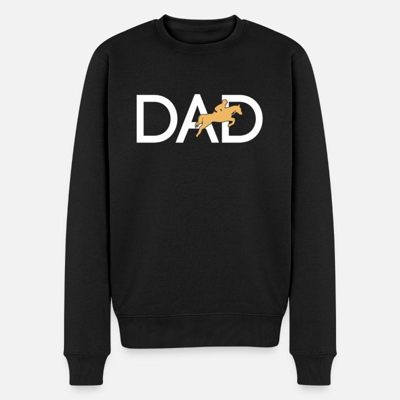 Pferde reiten Papa - Männer Premium Bio Pullover - Schwarz