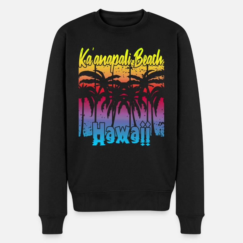Plage de Ka’anapali Hawaï - Pull Premium bio Homme - noir