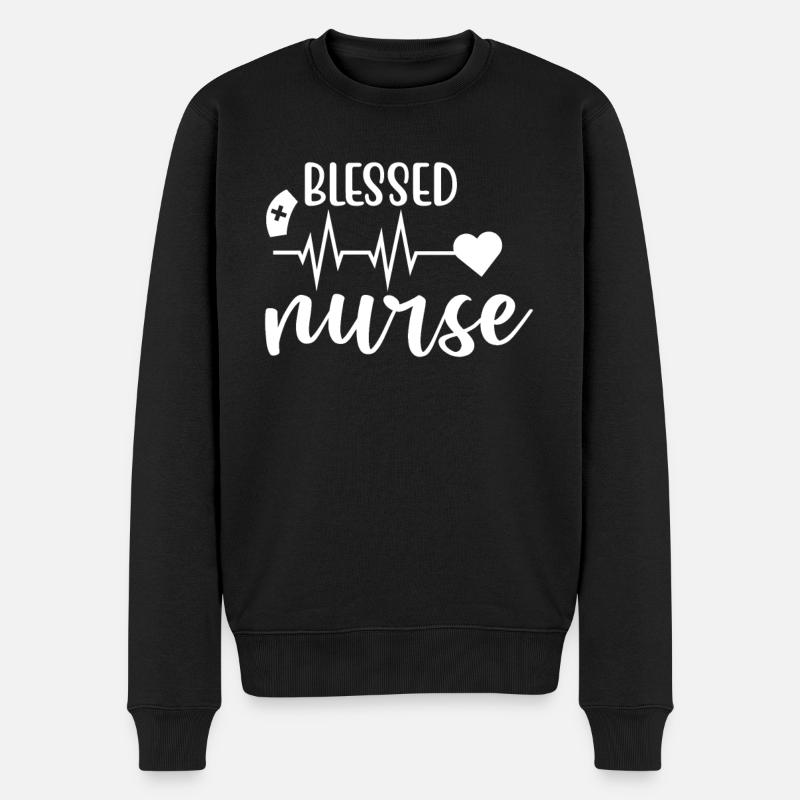 Blessed nurse Krankenschwester - Männer Premium Bio Pullover - Schwarz