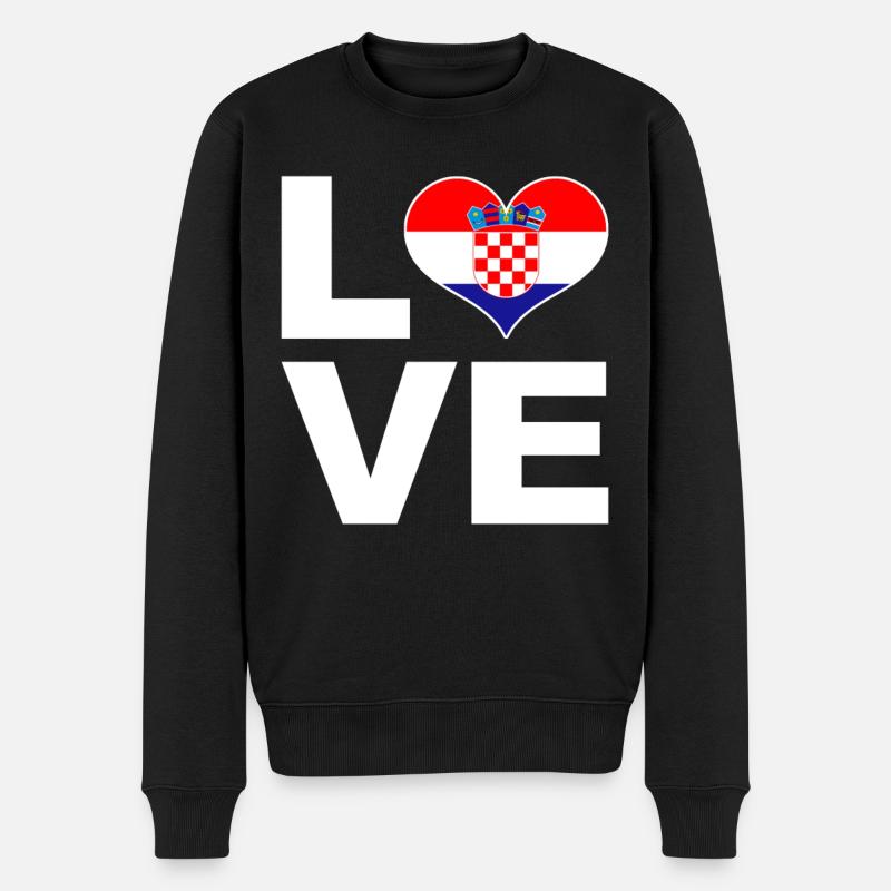 Ich liebe Kroatien Herz Flagge Kroatien - Männer Premium Bio Pullover - Schwarz