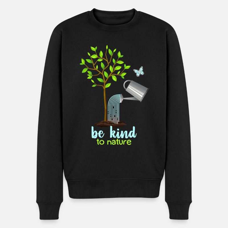 Naturschutz, Baum und Gießkanne, Umweltschutz - Männer Premium Bio Pullover - Schwarz