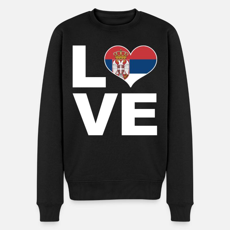 Ich liebe Serbien Herz Flagge Serbien - Männer Premium Bio Pullover - Schwarz