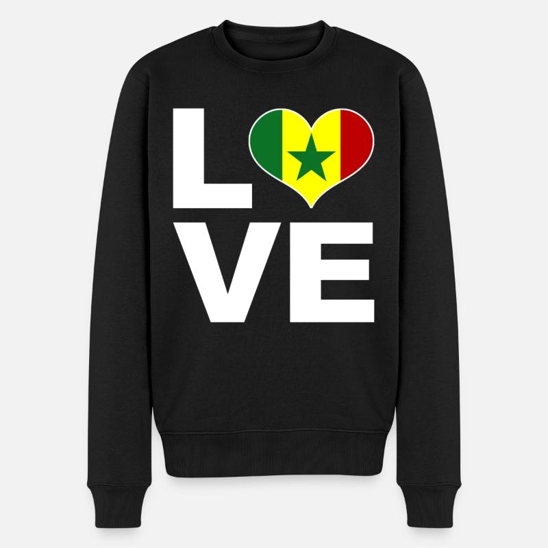 J’adore le drapeau du cœur du Sénégal Sénégal - Pull Premium bio Homme - noir