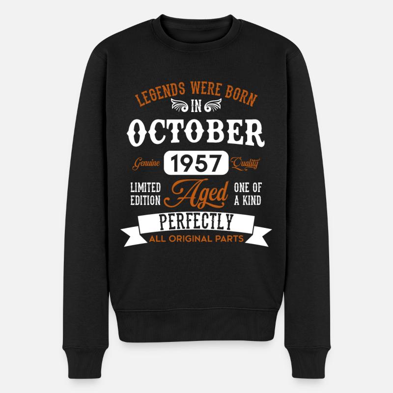 Jahrgang Oktober 1957 Geburtstag Geschenk - Männer Premium Bio Pullover - Schwarz