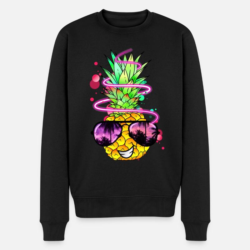 Ananas cool bunt spritzig - Männer Premium Bio Pullover - Schwarz