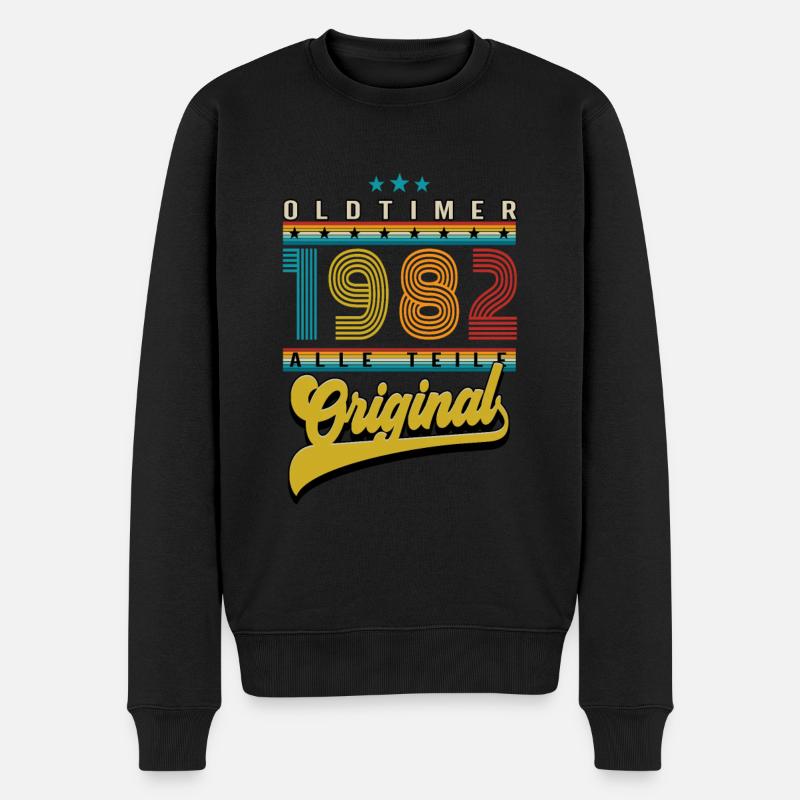 Oldtimer 1982 Geburtstag - Männer Premium Bio Pullover - Schwarz