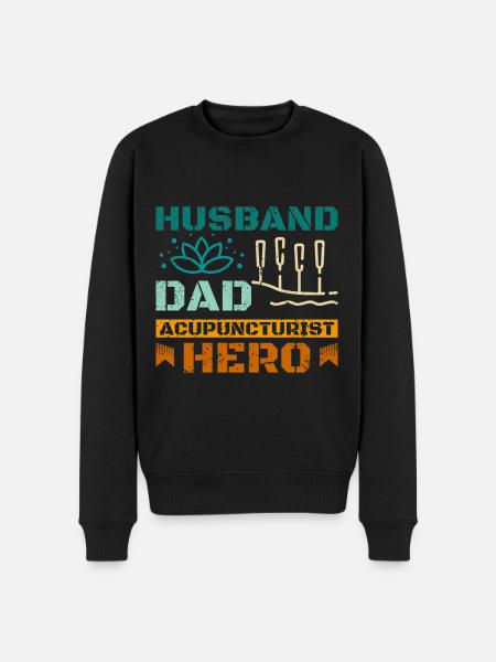 Husband dad acupuncturist hero - Men's Premium Organic Jumper - black