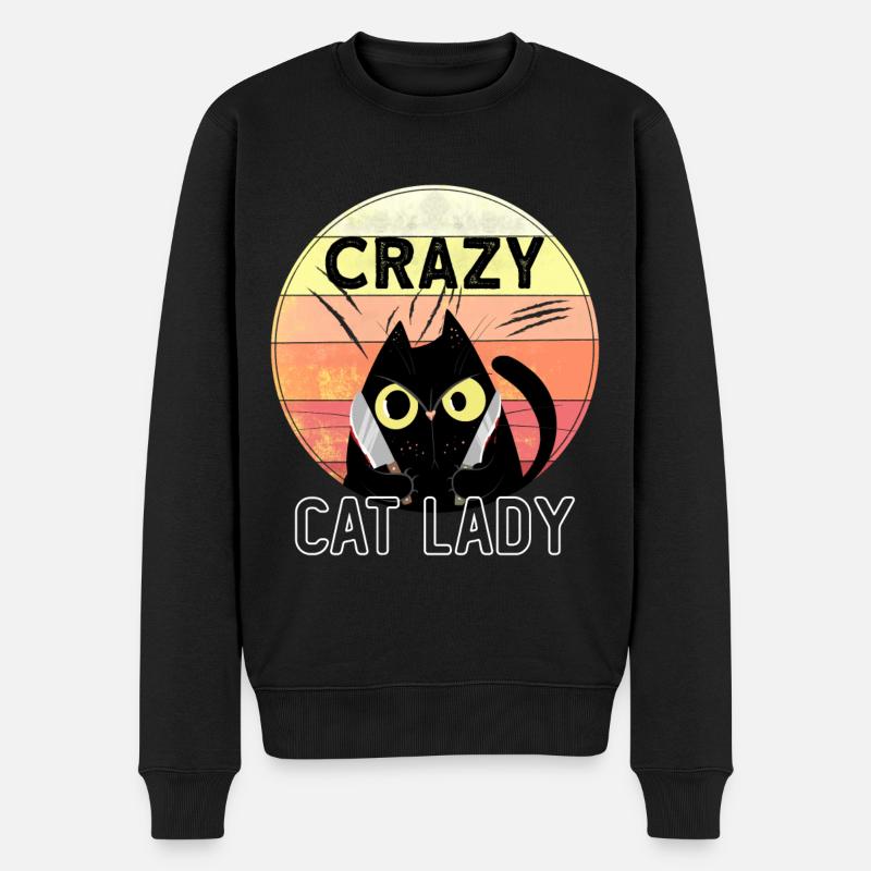Crazy Cat Lady - Männer Premium Bio Pullover - Schwarz