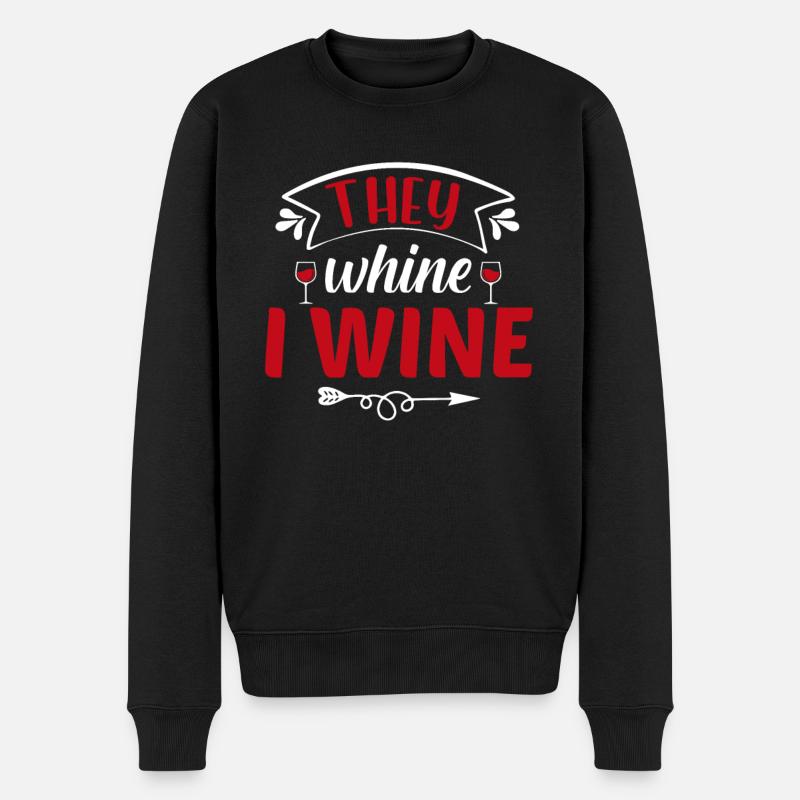 Ich Weine - Männer Premium Bio Pullover - Schwarz
