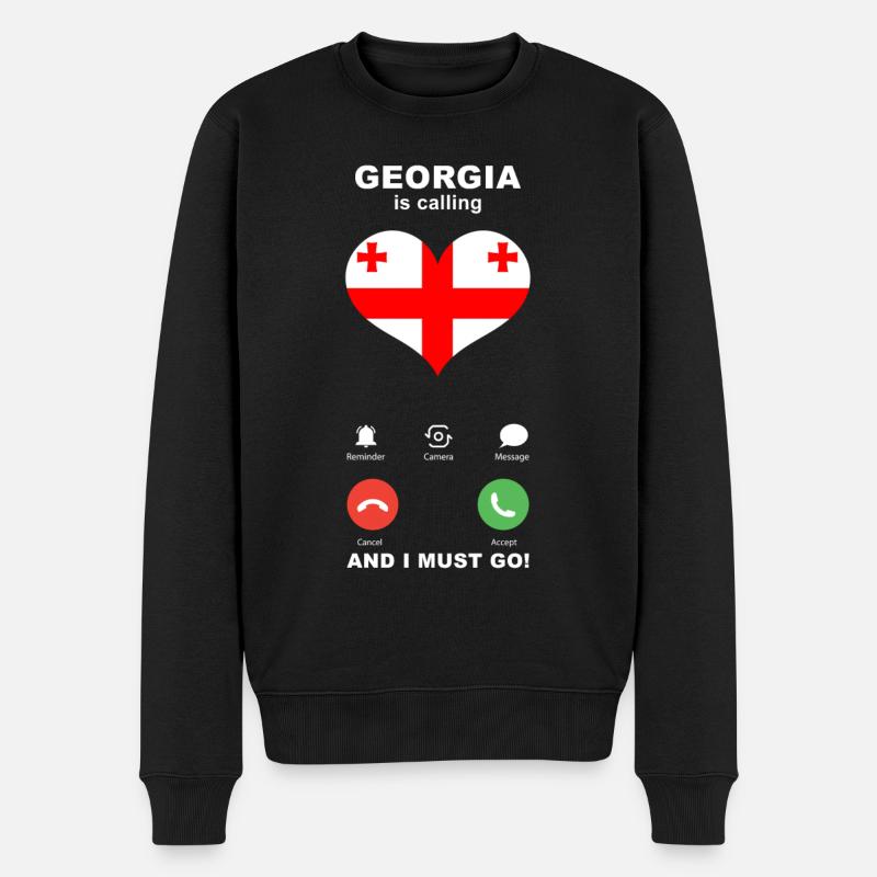 Georgien is calling Georgien Herz Souvenir - Männer Premium Bio Pullover - Schwarz