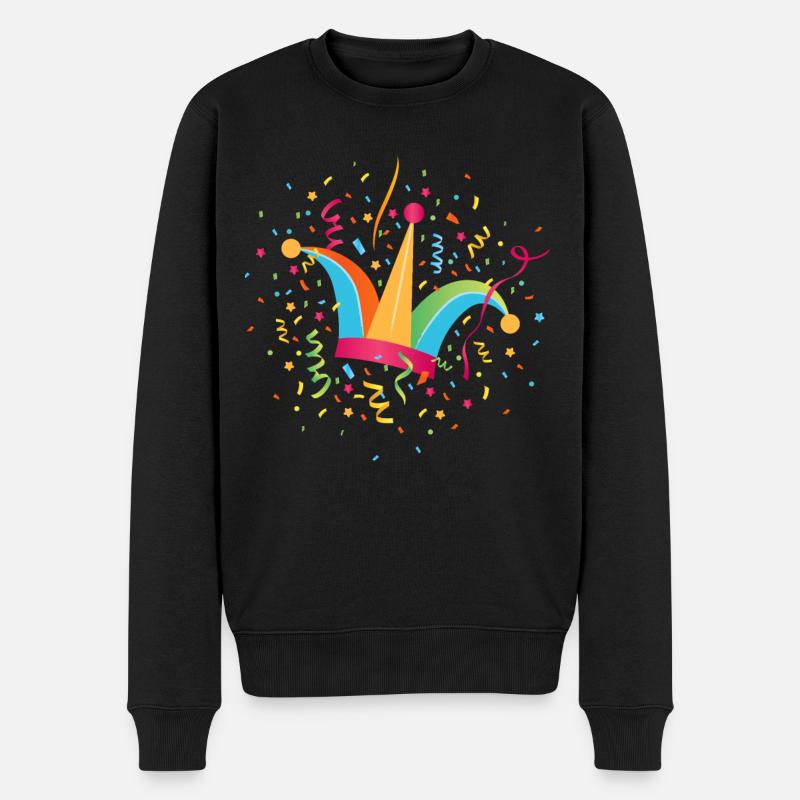 Narrenkappe Konfetti Karneval Fasching Fasnacht - Männer Premium Bio Pullover - Schwarz