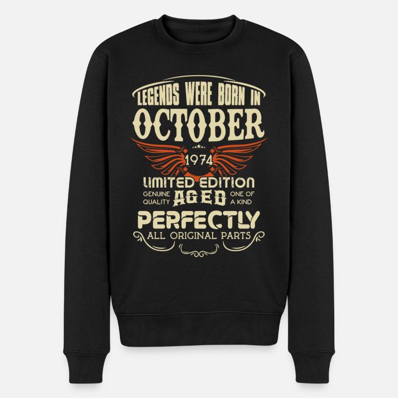 Les légendes sont nées en octobre 1974 anniversaire - Pull Premium bio Homme - noir