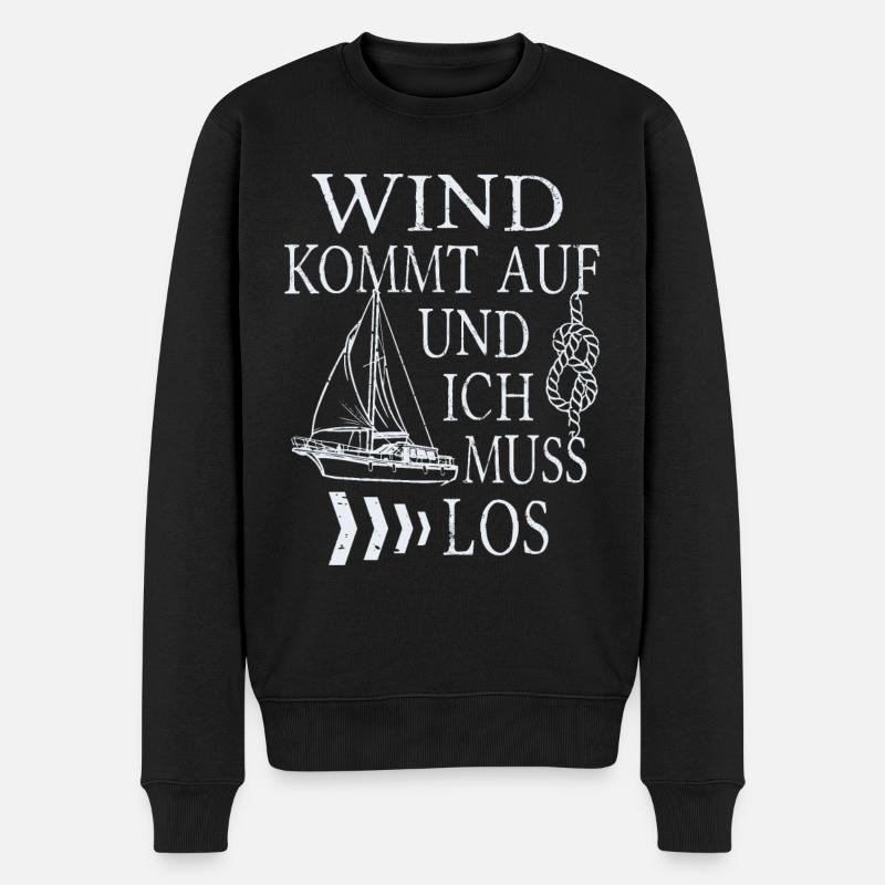 Segelboot im wind segeln - Männer Premium Bio Pullover - Schwarz