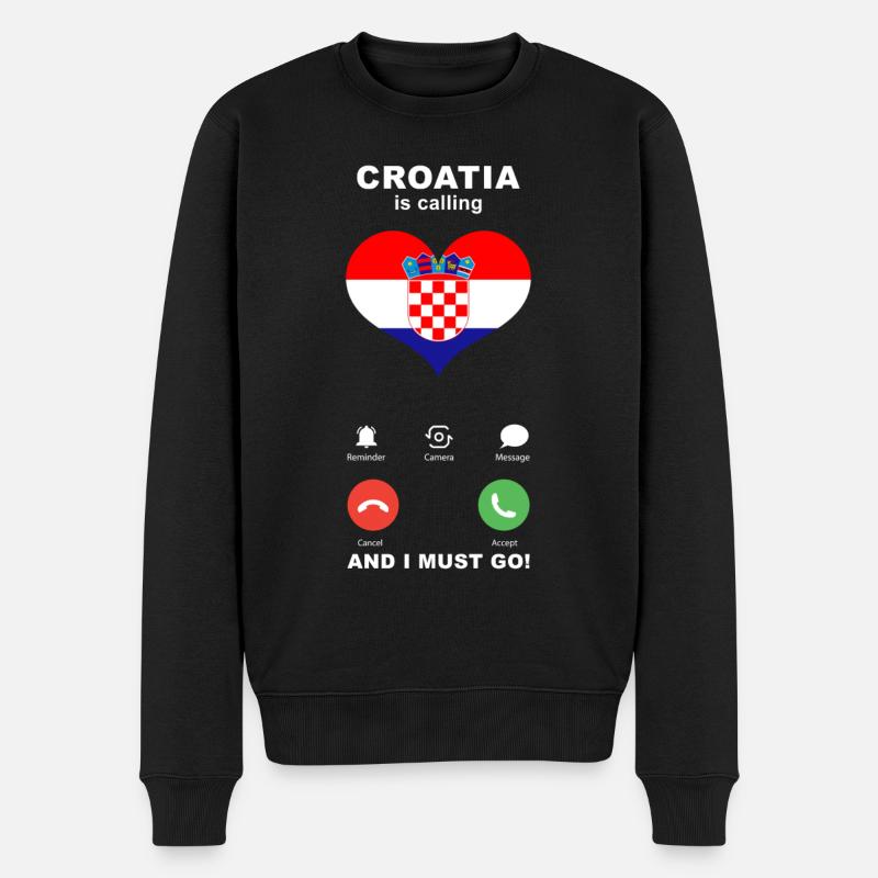 Kroatien is calling Kroatien Herz Souvenir - Männer Premium Bio Pullover - Schwarz