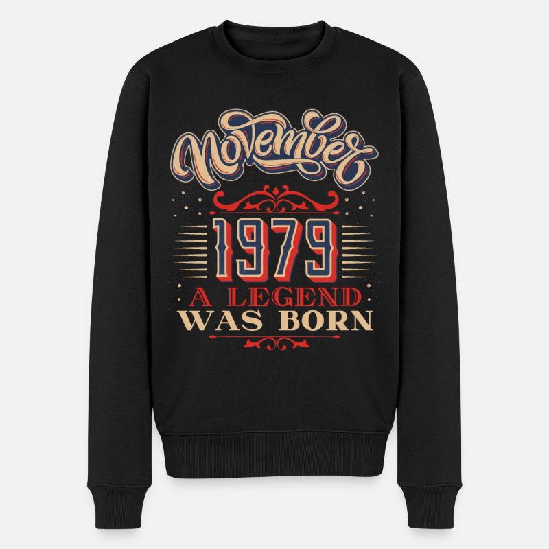 1979, Geburtstag, November 1979, 11.1979, 11-1979 - Männer Premium Bio Pullover - Schwarz