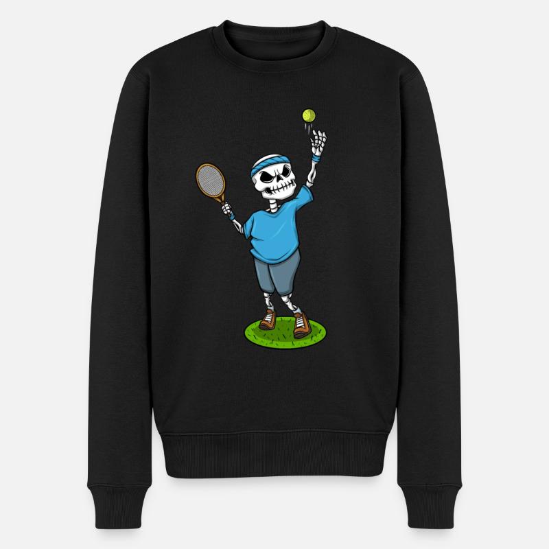 Skeleton-Tennisspieler - Männer Premium Bio Pullover - Schwarz