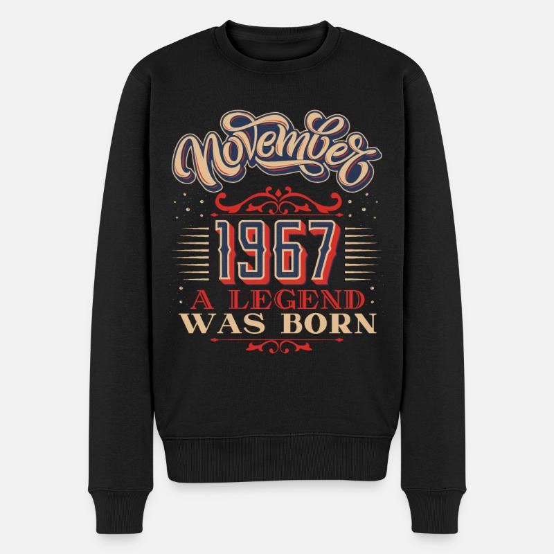 1967-Geburtstag, November-1967, 11-1967 - Männer Premium Bio Pullover - Schwarz