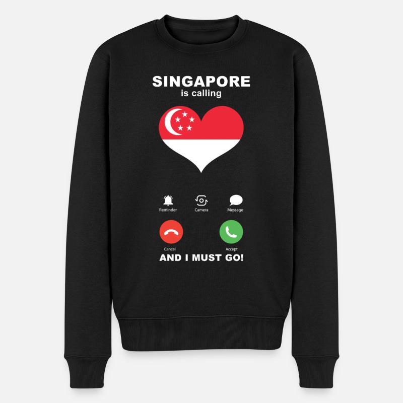 Singapur is calling Singapur Herz Souvenir - Männer Premium Bio Pullover - Schwarz