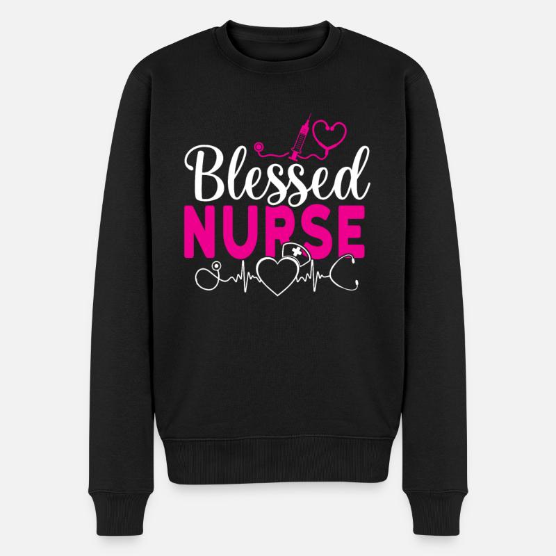 Blessed nurse Krankenschwester - Männer Premium Bio Pullover - Schwarz