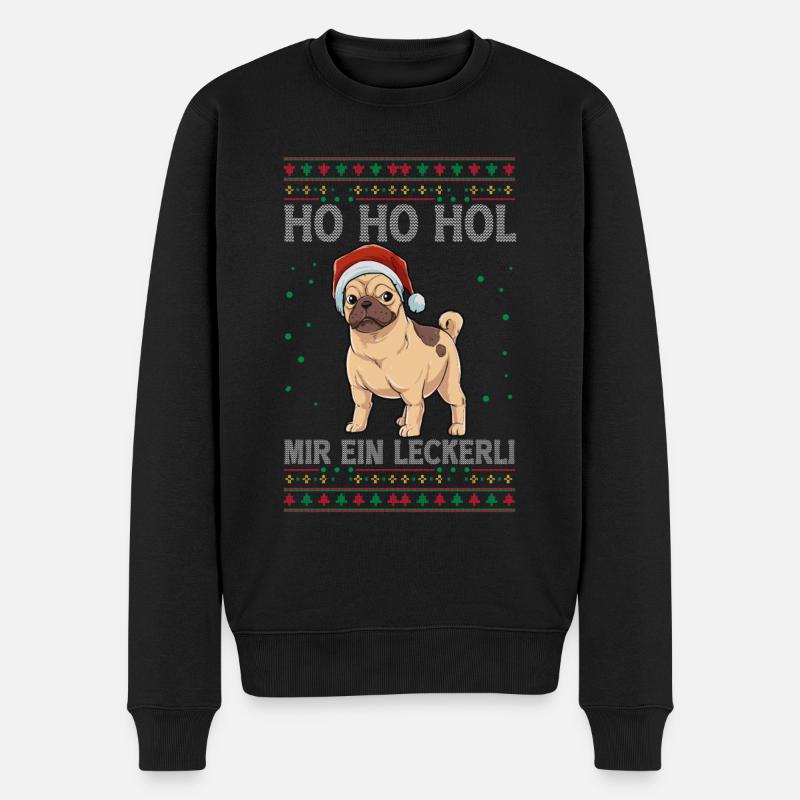 Mops Weihnachten - Männer Premium Bio Pullover - Schwarz