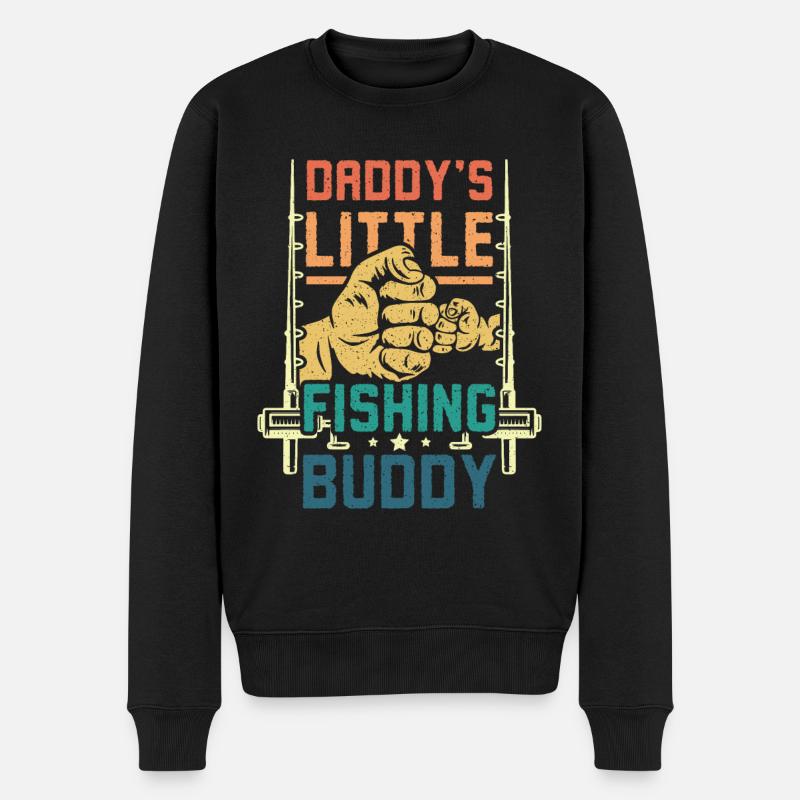 daddy's little fishing buddy - Männer Premium Bio Pullover - Schwarz