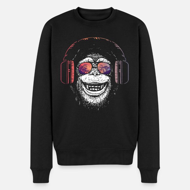 Monkey Dj Casque - Pull Premium bio Homme - noir