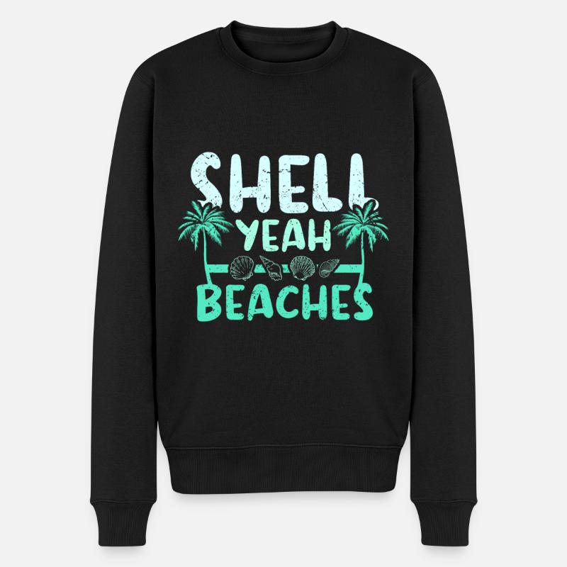 Shell yeah beaches - Männer Premium Bio Pullover - Schwarz