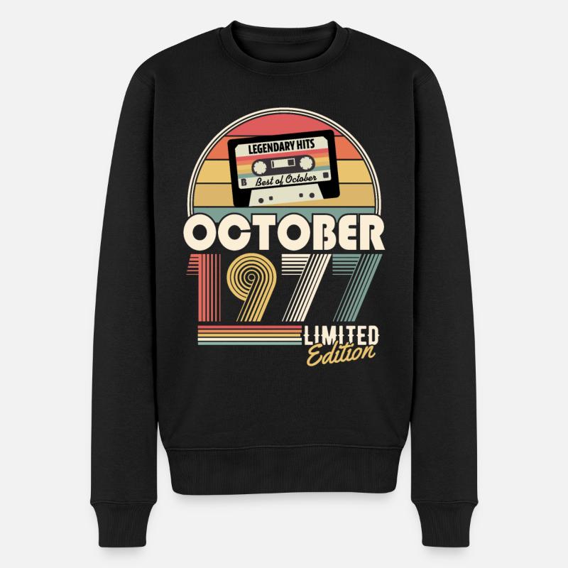 Oktober 1977 Jahrgang Geburtstag Geschenk - Männer Premium Bio Pullover - Schwarz