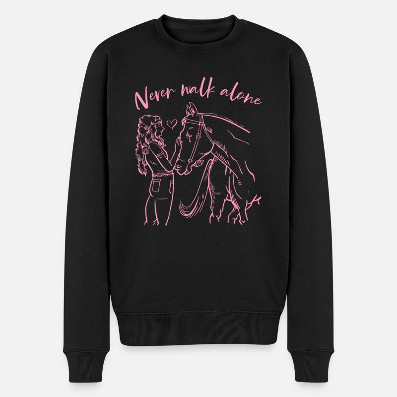 Never Walk Alone Pferde - Männer Premium Bio Pullover - Schwarz