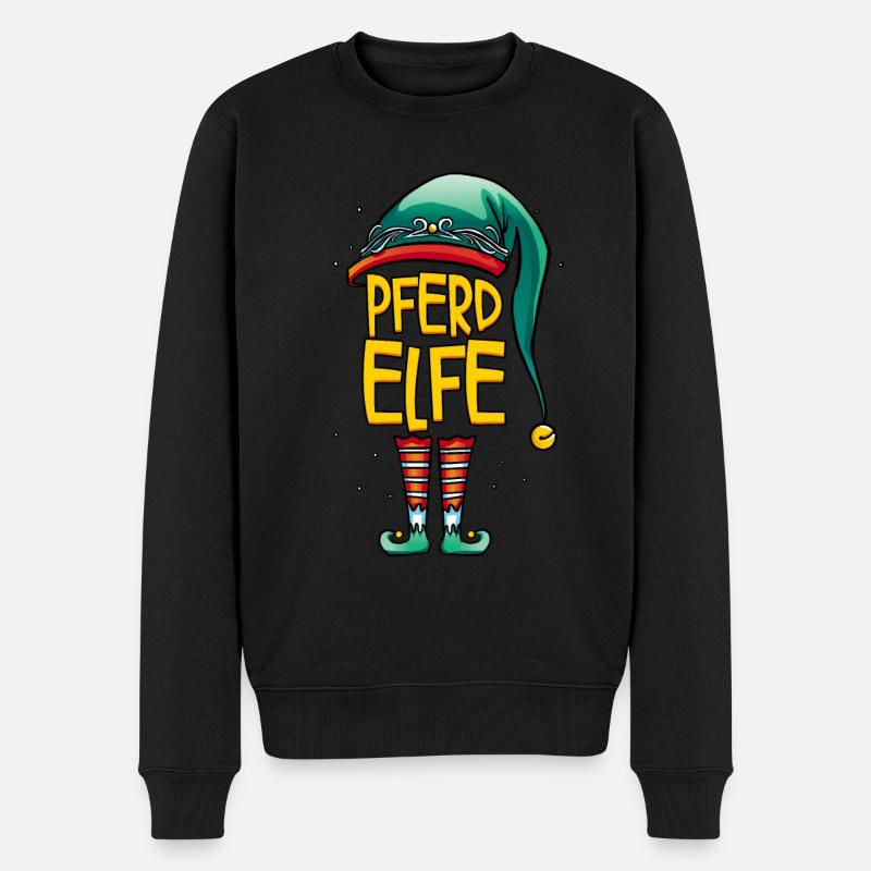 Elfe Pferde - Männer Premium Bio Pullover - Schwarz