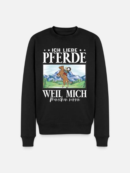 Ich liebe Pferde - Männer Premium Bio Pullover - Schwarz