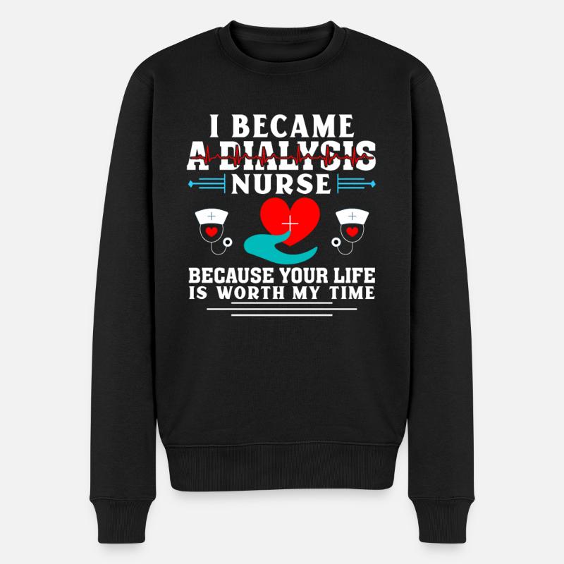 Ich bin eine Dialyseschwester - Männer Premium Bio Pullover - Schwarz
