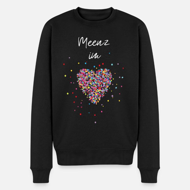 Meenz im Herz Karneval Fasching Fasnacht Mainz - Männer Premium Bio Pullover - Schwarz