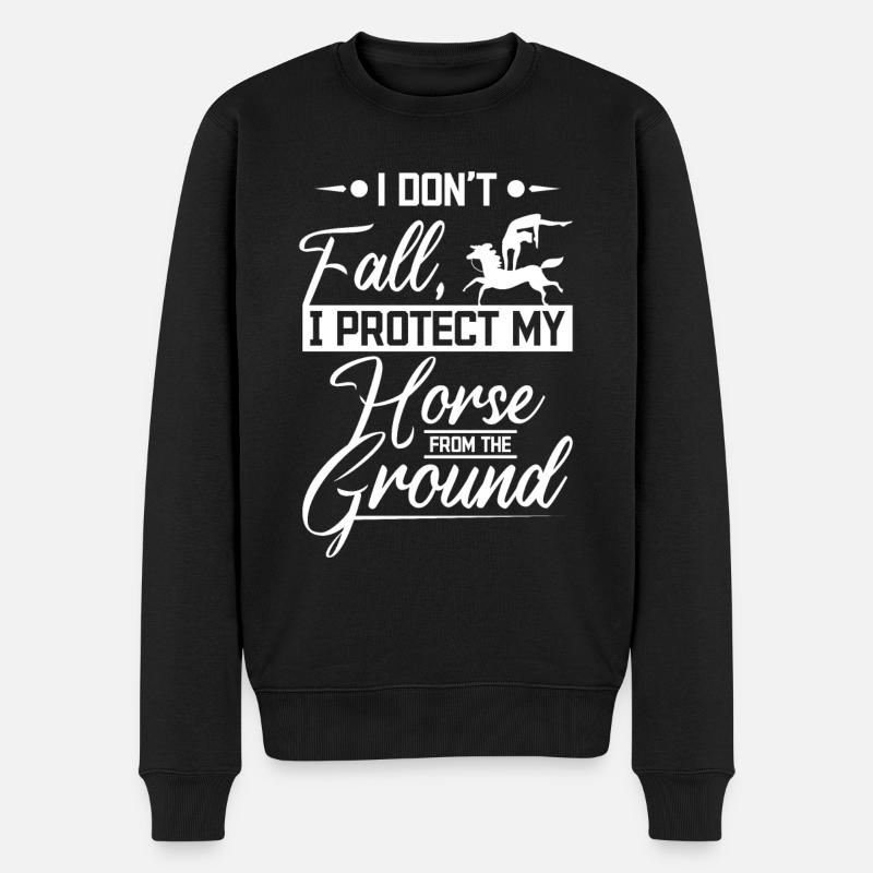 I don't fall I protect my horse from the ground - Männer Premium Bio Pullover - Schwarz