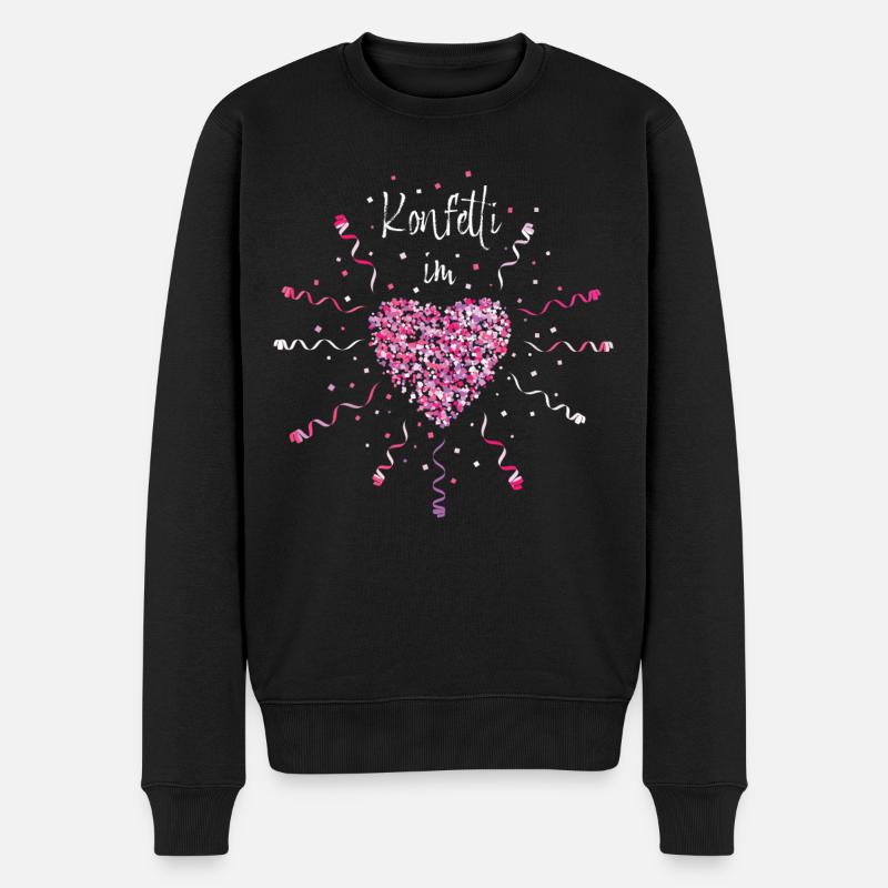 Konfetti im Herzen Karneval Weiberfasnacht Kölsch - Männer Premium Bio Pullover - Schwarz