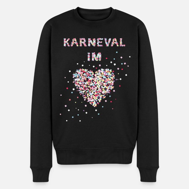 Karneval im Herzen Fastelovend Weiberfasnacht Narr - Männer Premium Bio Pullover - Schwarz