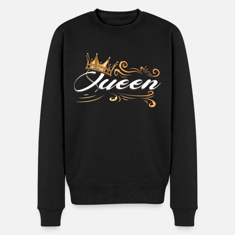 Ehrfürchtige Camping-queen-krone - Männer Premium Bio Pullover - Schwarz